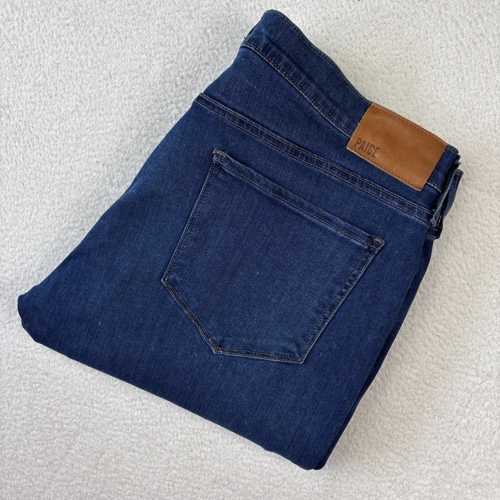 PAIGE 'Normandie' Straight Leg Jeans Mens 35/34 Blue Stretch Denim Medium Wash